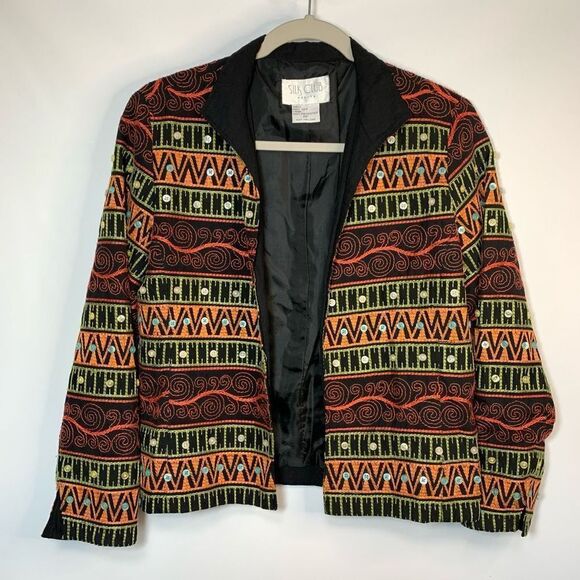 Silk Club 100% Silk Blazer Jacket Size Small Petite - Picture 1 of 7